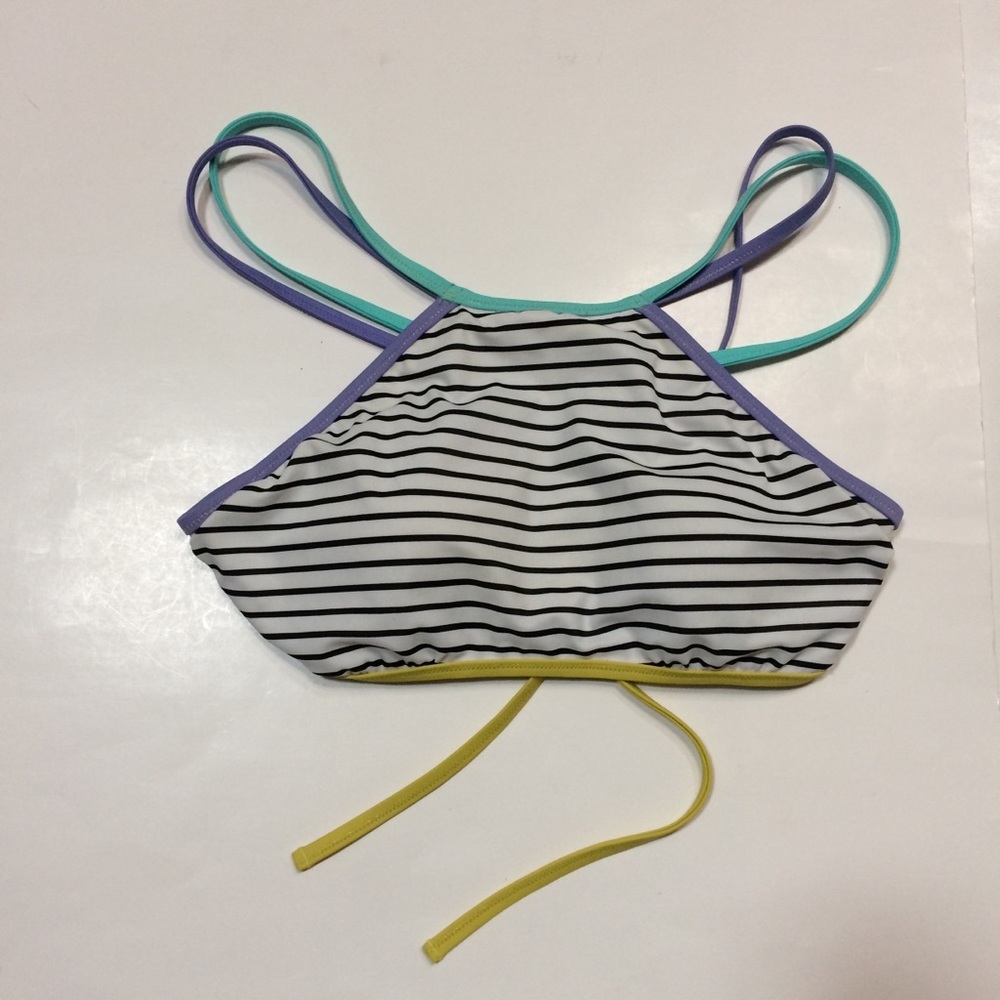 Victoria's Secret Stripe High Neck Swim Top